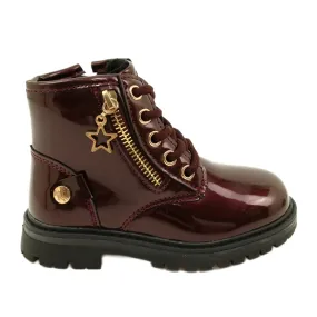 Miss Bottines fille cuir verni étoile 23DZ23-6593 rouge