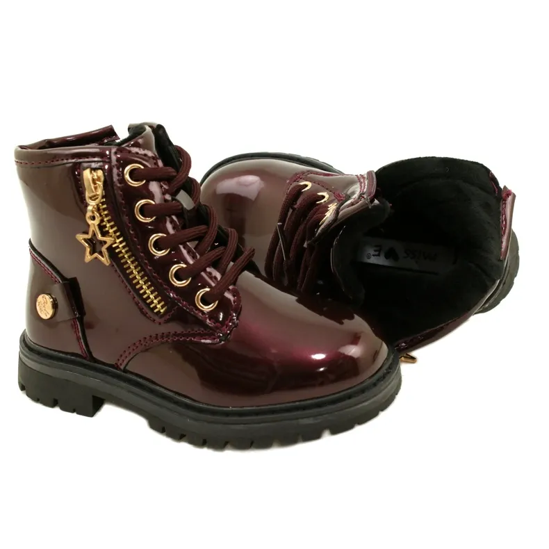 Miss Bottines fille cuir verni étoile 23DZ23-6593 rouge