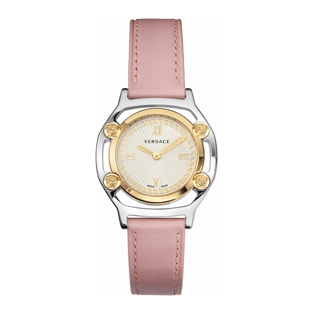 Montre en Cuir Medusa Rose Blanc/Or