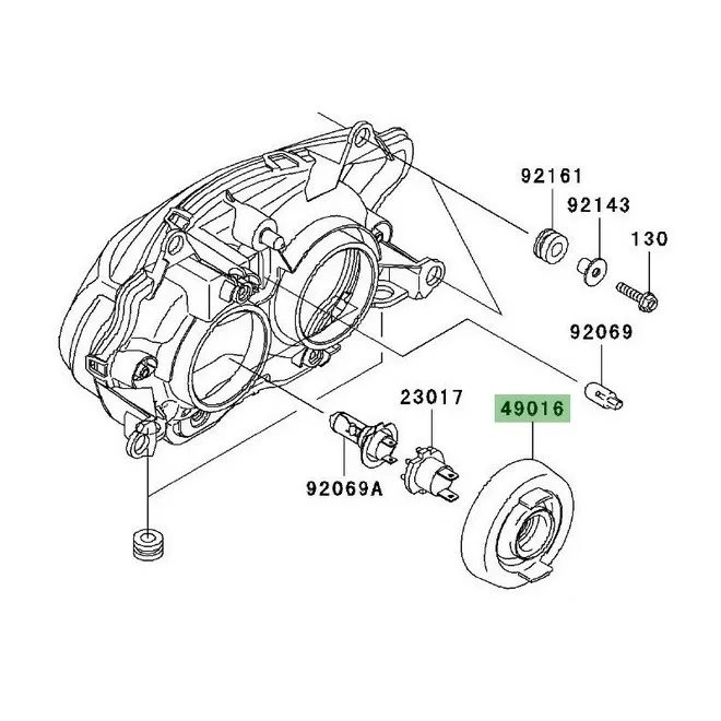 Obturateur caoutchouc optique avant Kawasaki 490161209 | Moto Shop 35