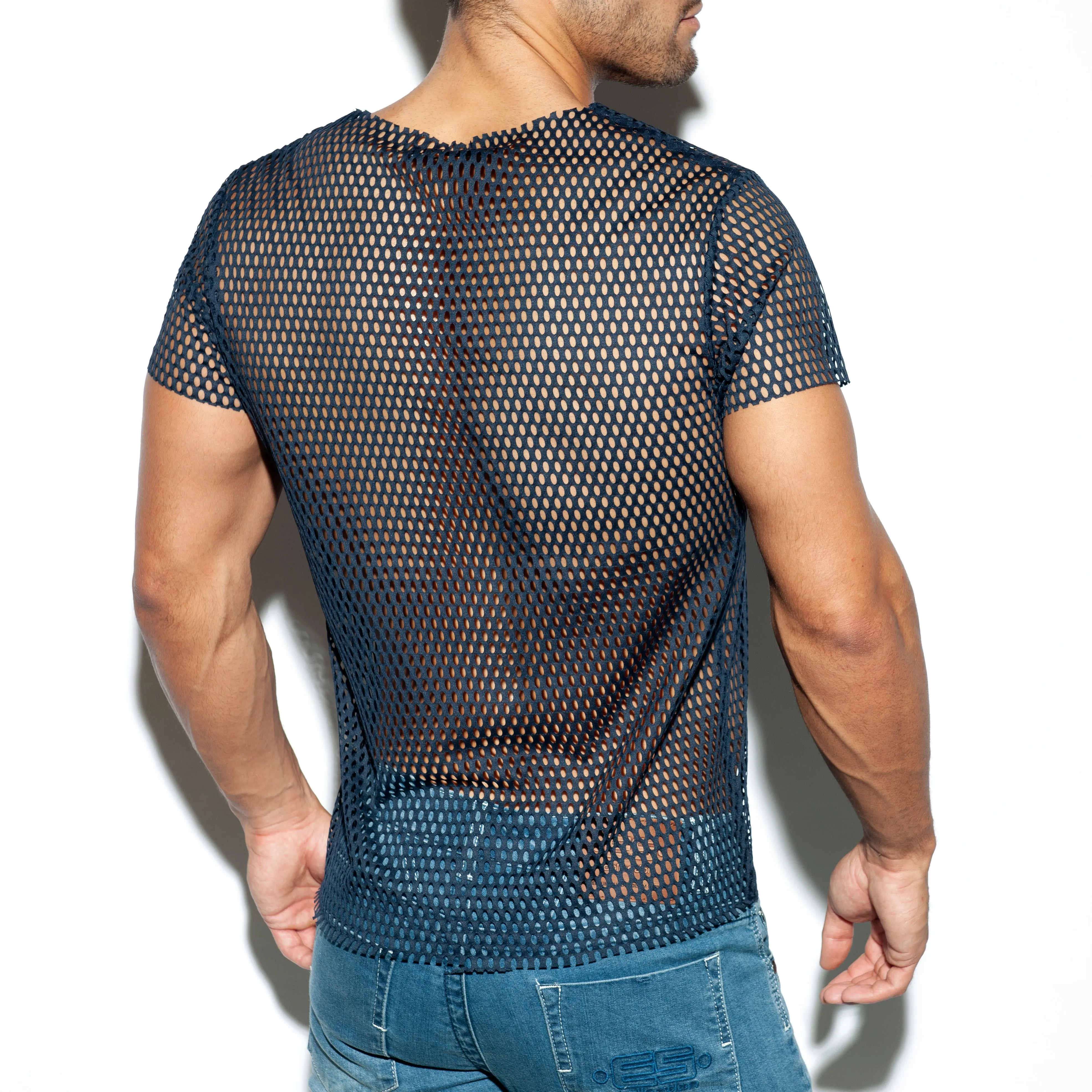 Open mesh t-Shirt - marine - ES collection : vente shorty boxers ho...