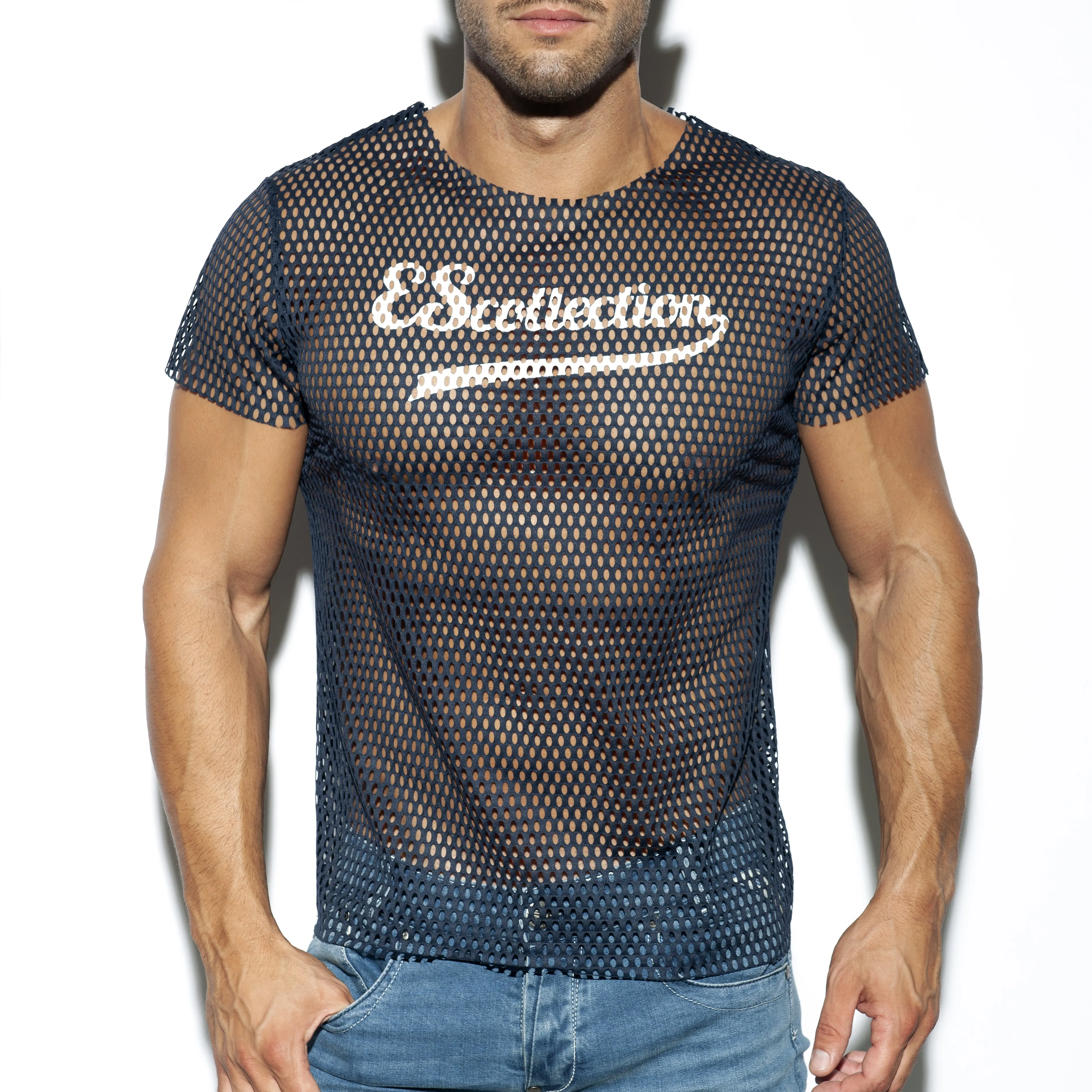 Open mesh t-Shirt - marine - ES collection : vente shorty boxers ho...