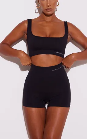 PRETTYLITTLETHING Boxer côtelé noir sans coutures