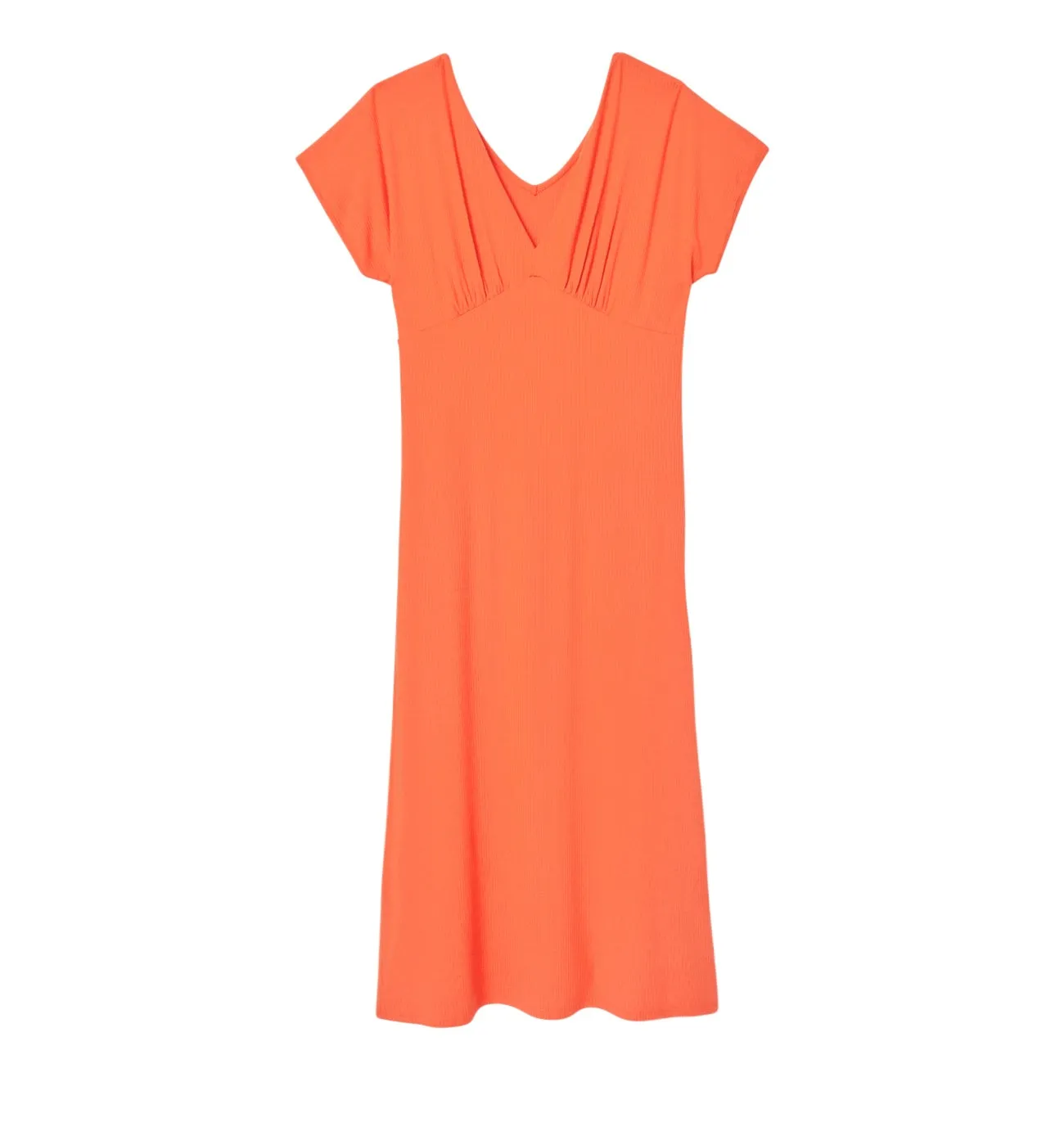 Robe côtelée unie Femme - Orange