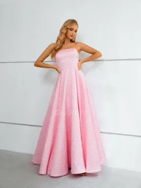 Robe De Soirée Trapèze Longue Bustier Rose Pastel