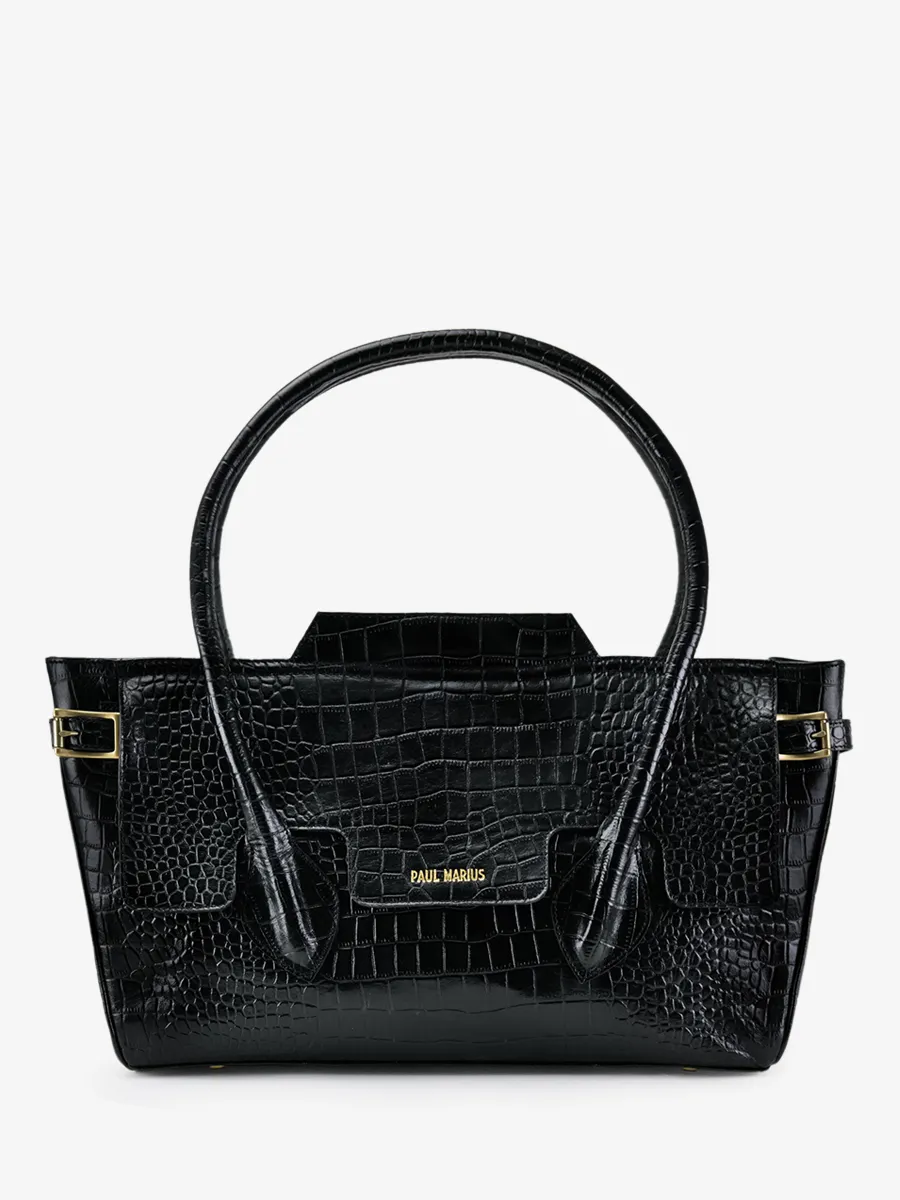 SAC À MAIN NOIR FEMME Madeleine Alligator - Noir de Jais