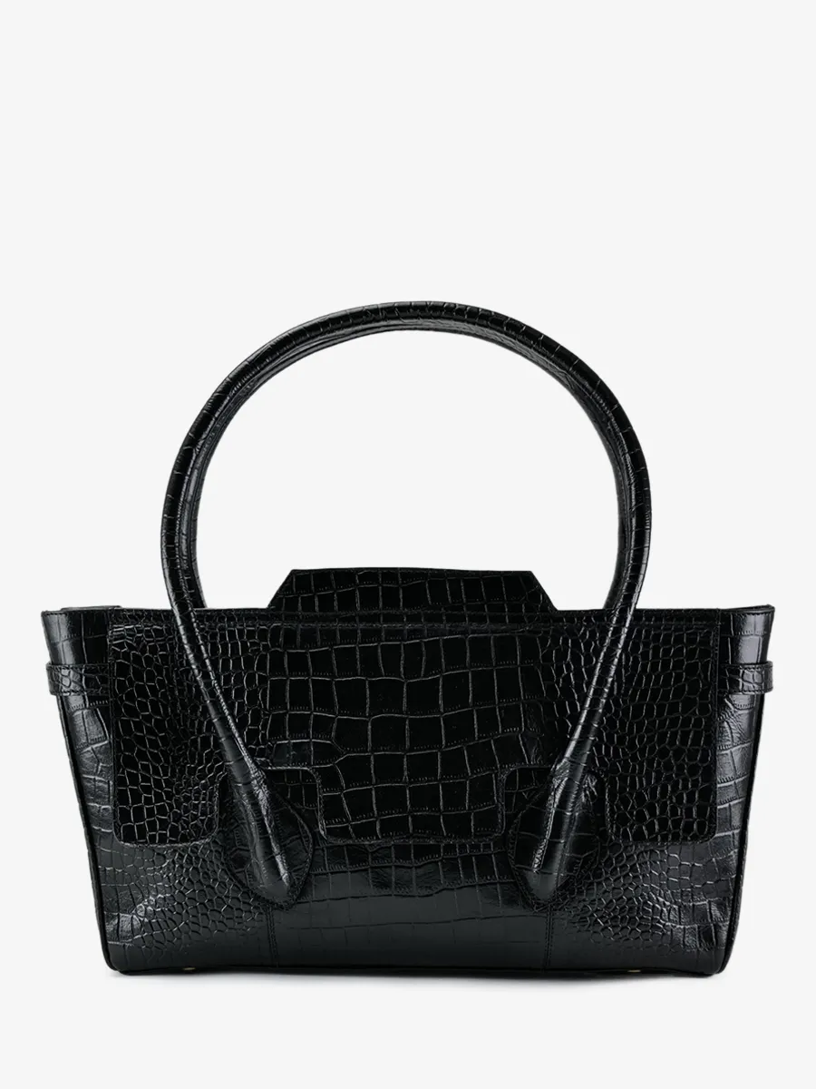 SAC À MAIN NOIR FEMME Madeleine Alligator - Noir de Jais