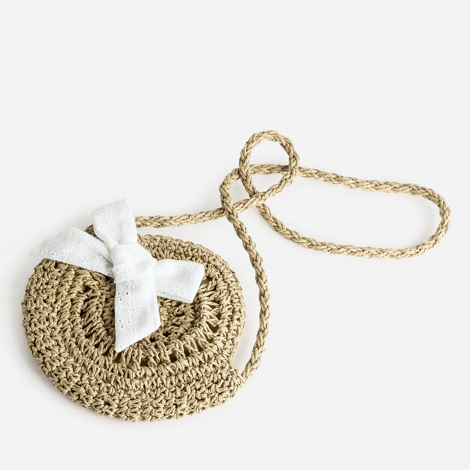 Sac à main beige en paille tressé décor nœud - Maroquinerie enfant Maroquinerie | ERAM