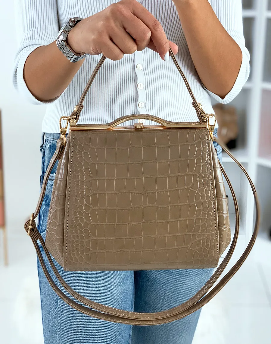 Sac à main rétro style porte-feuille beige