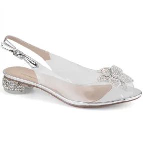 Sandales femme en cuir verni transparent avec zircons argentés S.Barski MR38-383