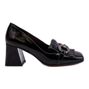 S.Barski Escarpins confortables en cuir verni noir Mercy le noir