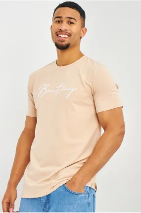 T-shirt beige à logo Brentiny en relief