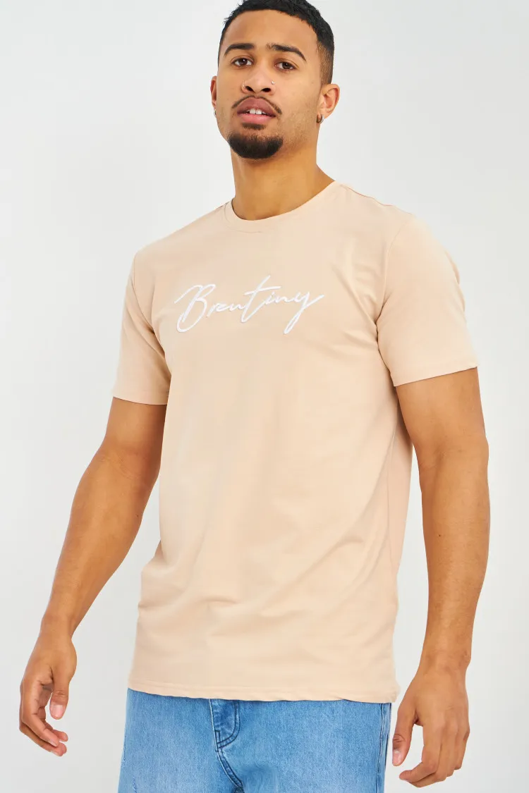 T-shirt beige à logo Brentiny en relief