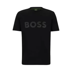 T-SHIRT TEE MIRROR 1 BOSS NOIR À LOGO RÉFLÉCHISSANT