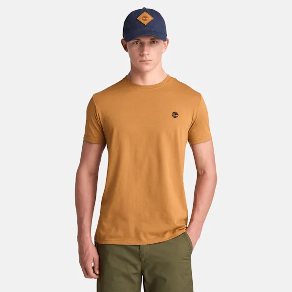 T-shirt à manches courtes et logo sur la poitrine Oyster River (Slim) pour homme en jaune