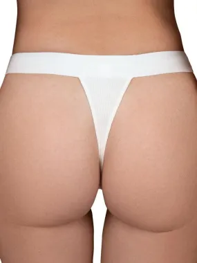 Tanga maille côtelée EcoVero Natural Rib - Blanc