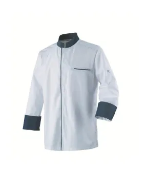 Veste de cuisine ABAX ML Blanc avec revers Denim