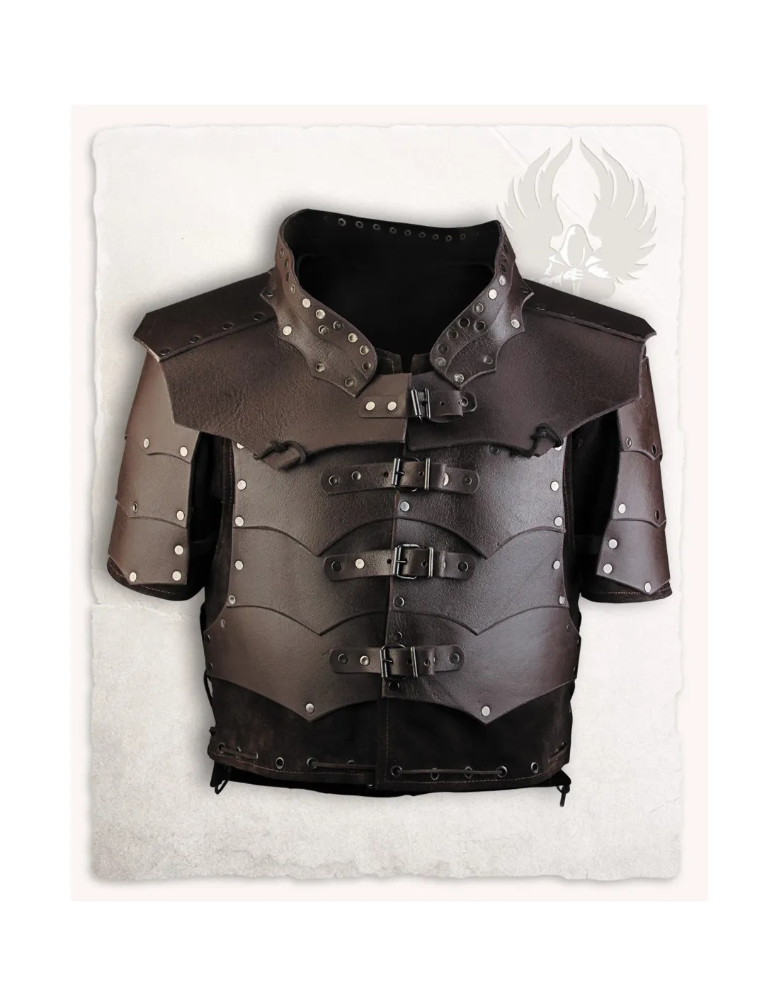 Veste en daim avec plaques de cuir marron modèle Rasmus ⚔️ Boutique Épées