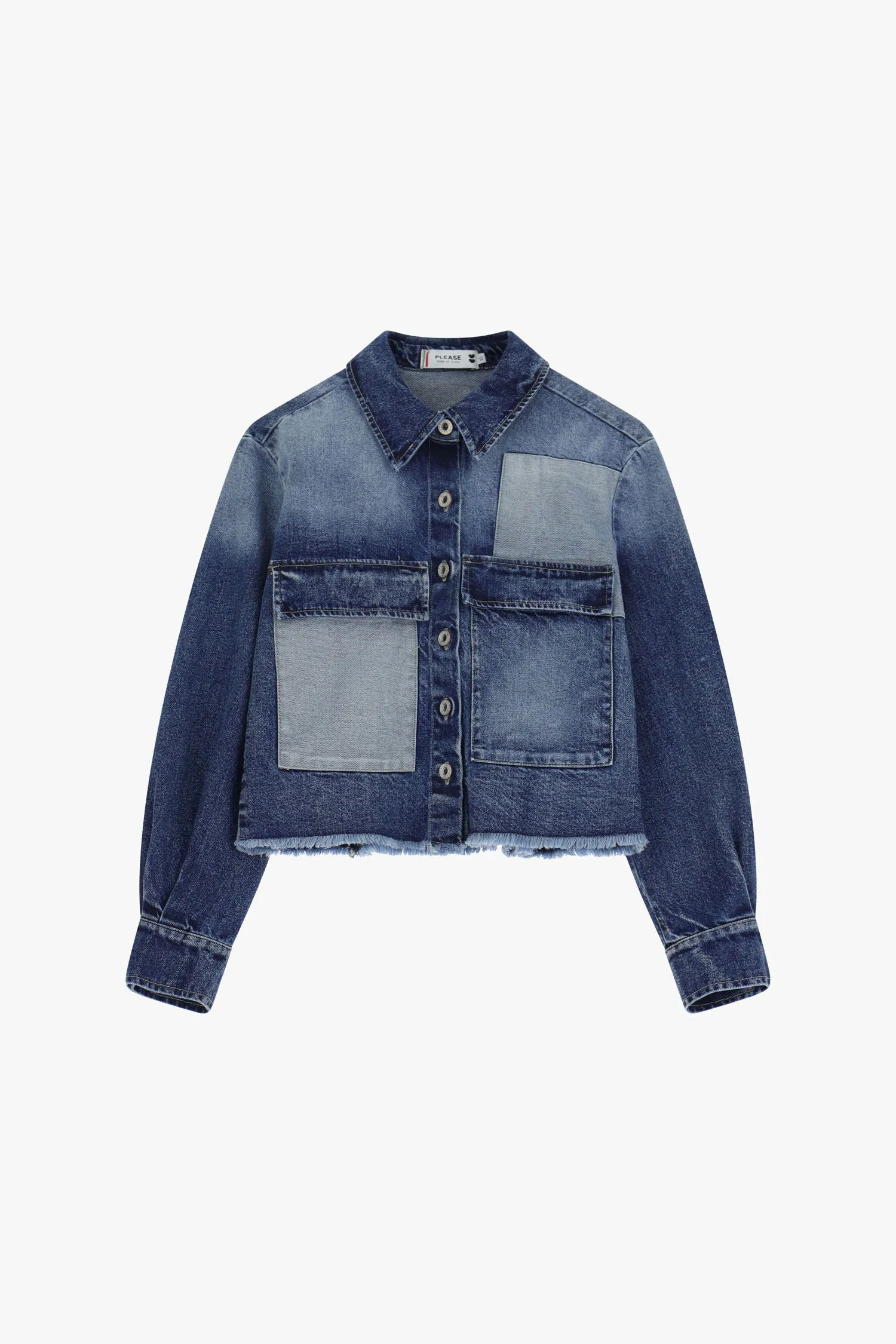 Veste en denim avec poches contrastées