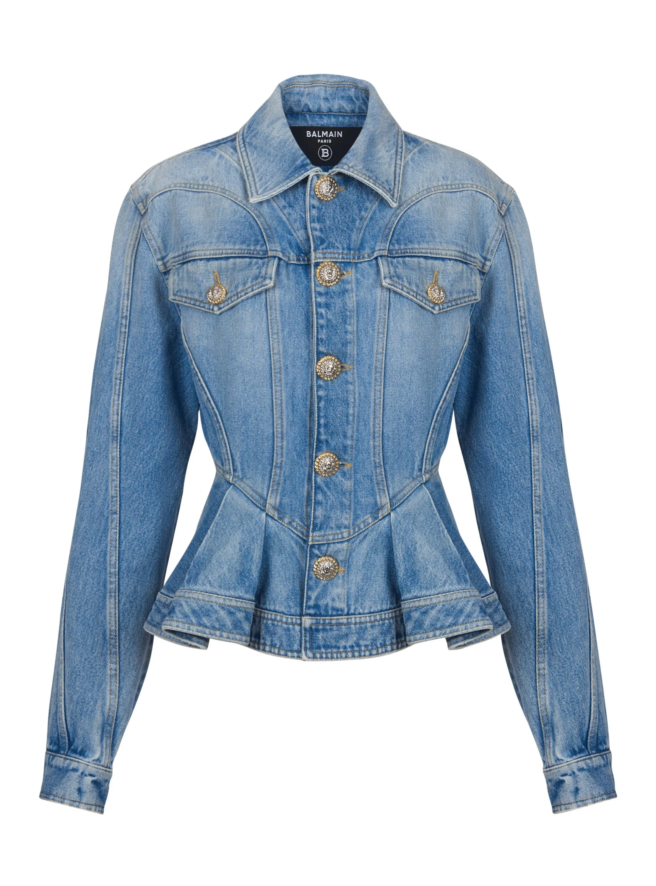 VESTE EN DENIM à PLIS - BALMAIN pour FEMME | Printemps