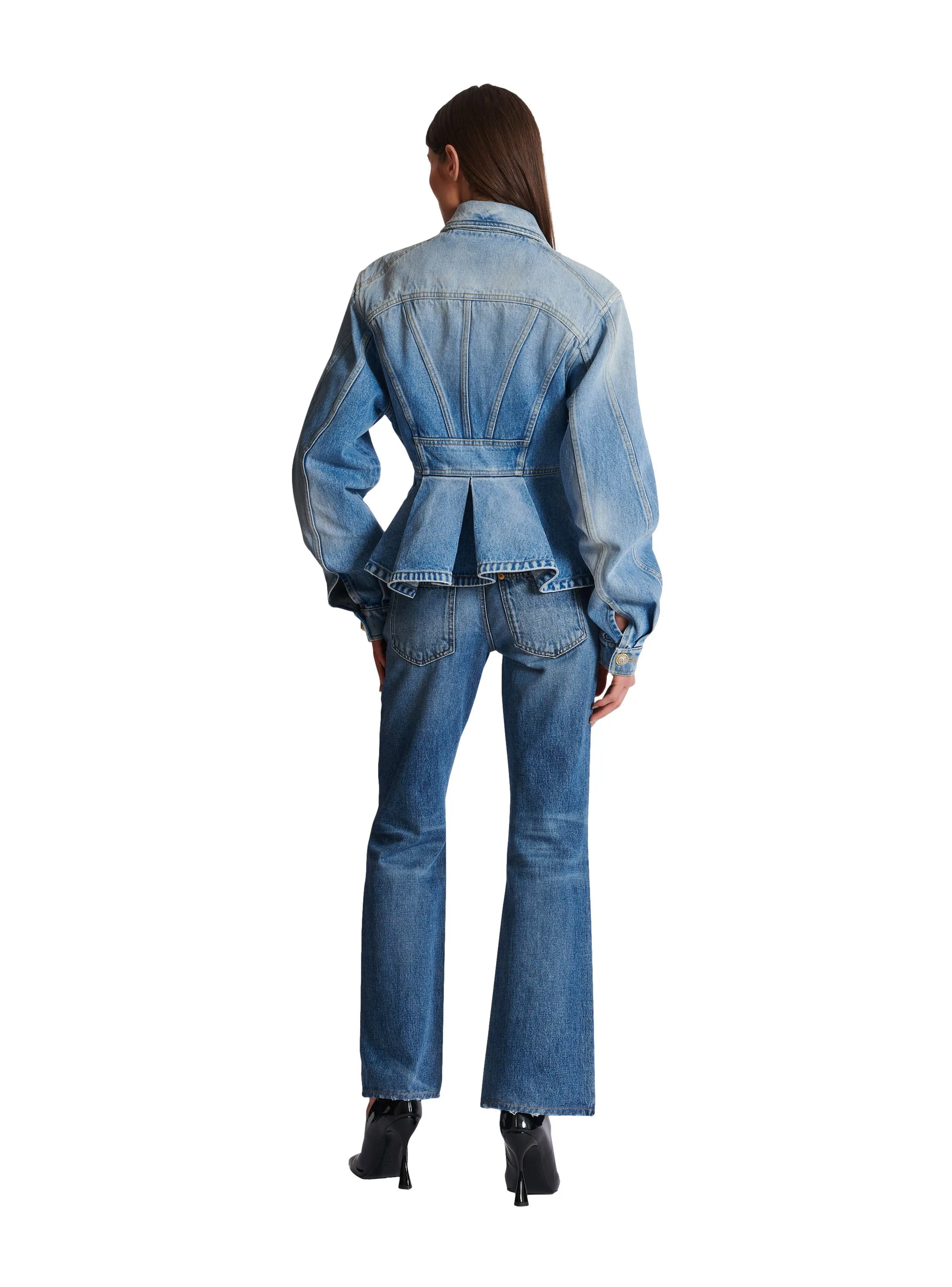 VESTE EN DENIM à PLIS - BALMAIN pour FEMME | Printemps