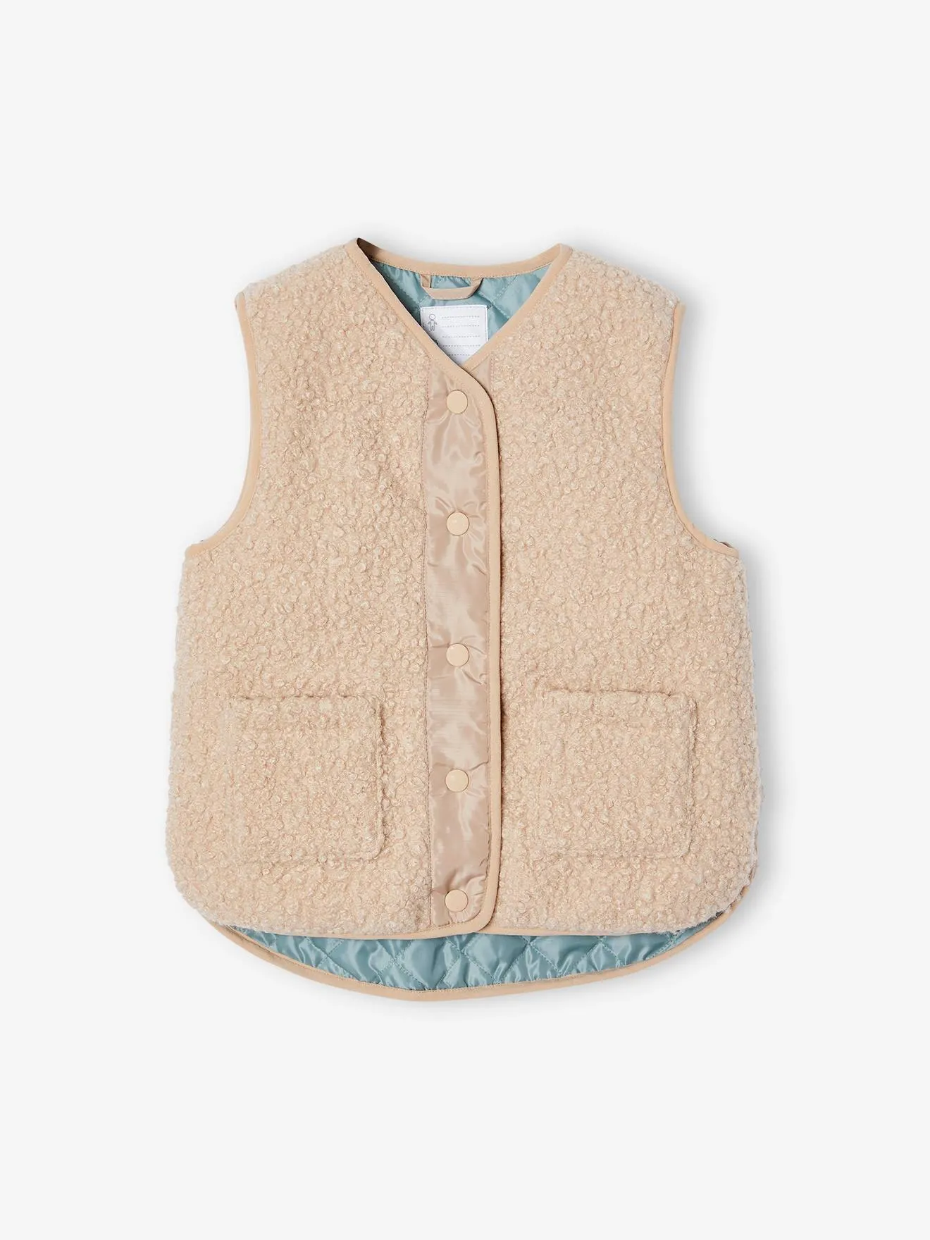 Veste sans manches en sherpa fille beige - Vertbaudet